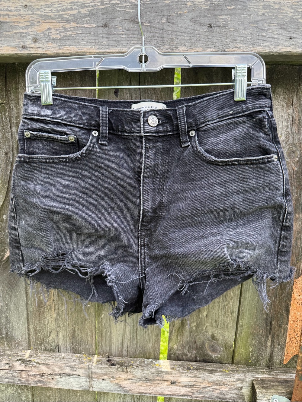 Abercrombie & Fitch Black Washed Distressed Denim Shorts